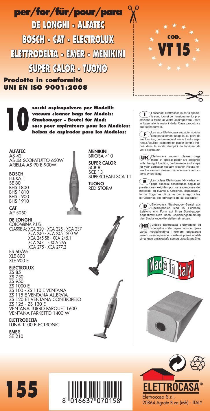 10PZ SACCHETTO DE LONGHI COLOMBINA XLN 500 /550/600/700 - Bandi Srl