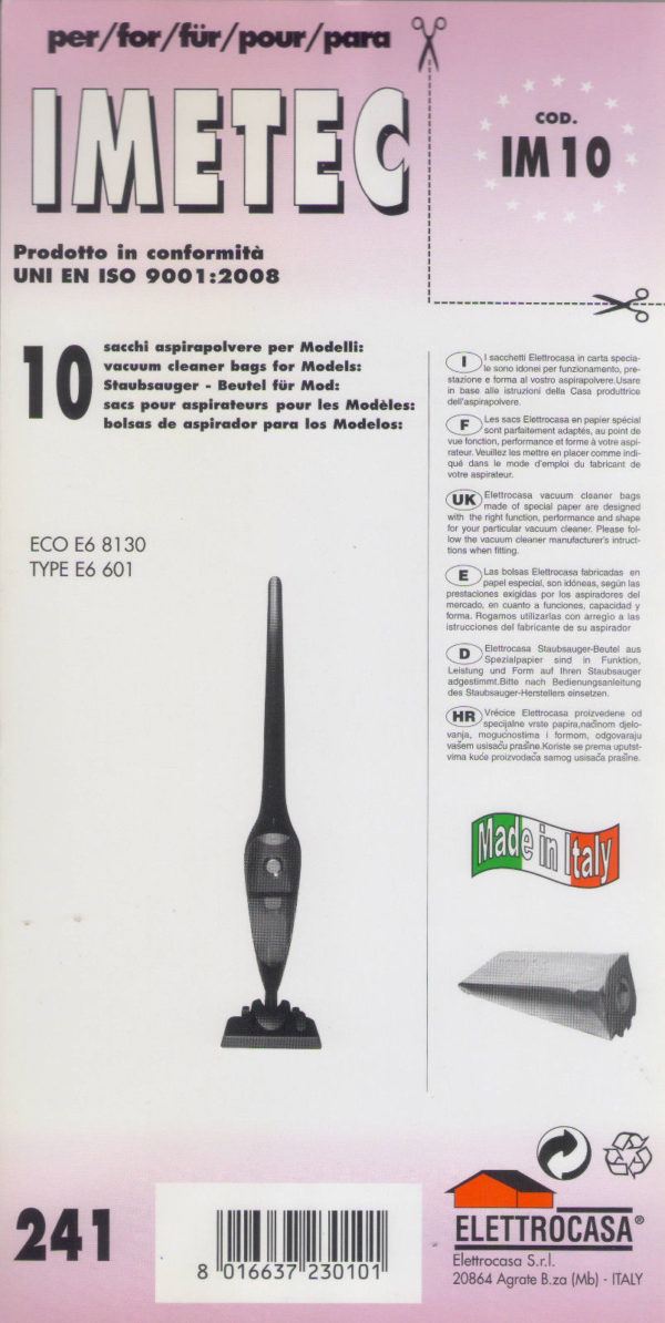 IM10 CONF 8 PZ SACCHETTO IMETEC ECO E6 8130 TYPE E 6601 A